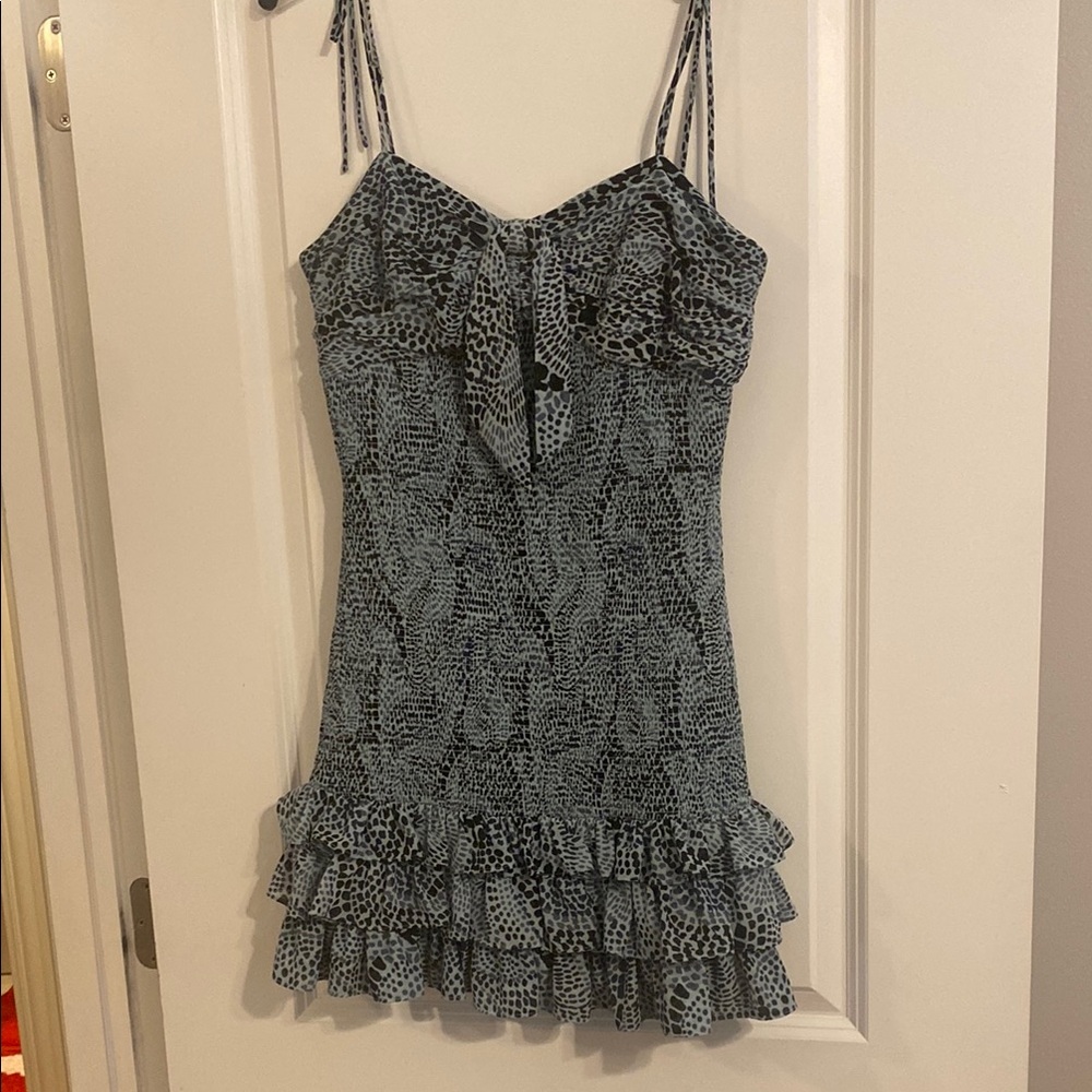 Stylish Blue Ruffled Women's Dress